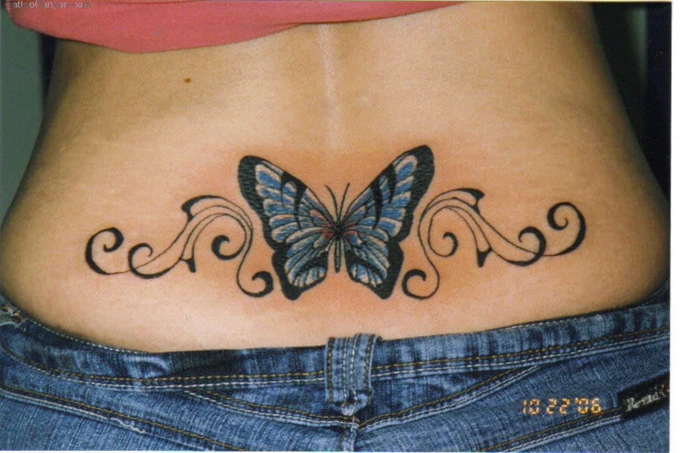 butterfly tattoo on the lower back