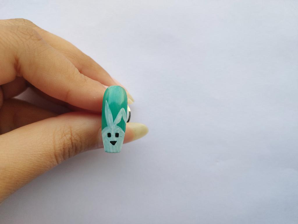 Rabbit Easter Nail Art design