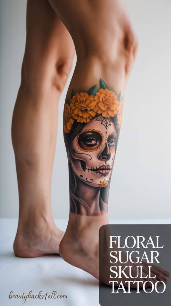 floral-sugar-skull-tattoo
