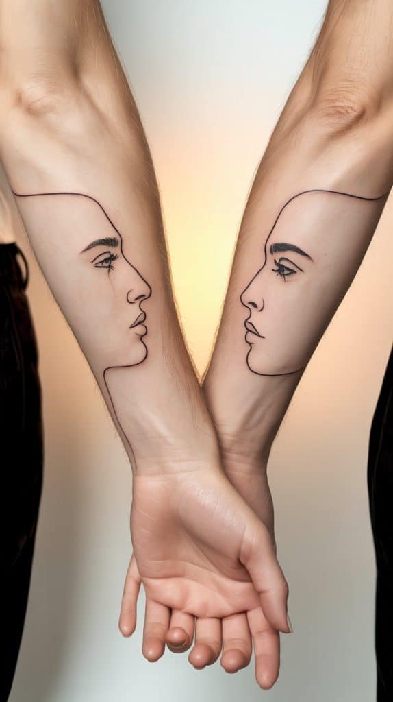 minimal-line-art-couple-face